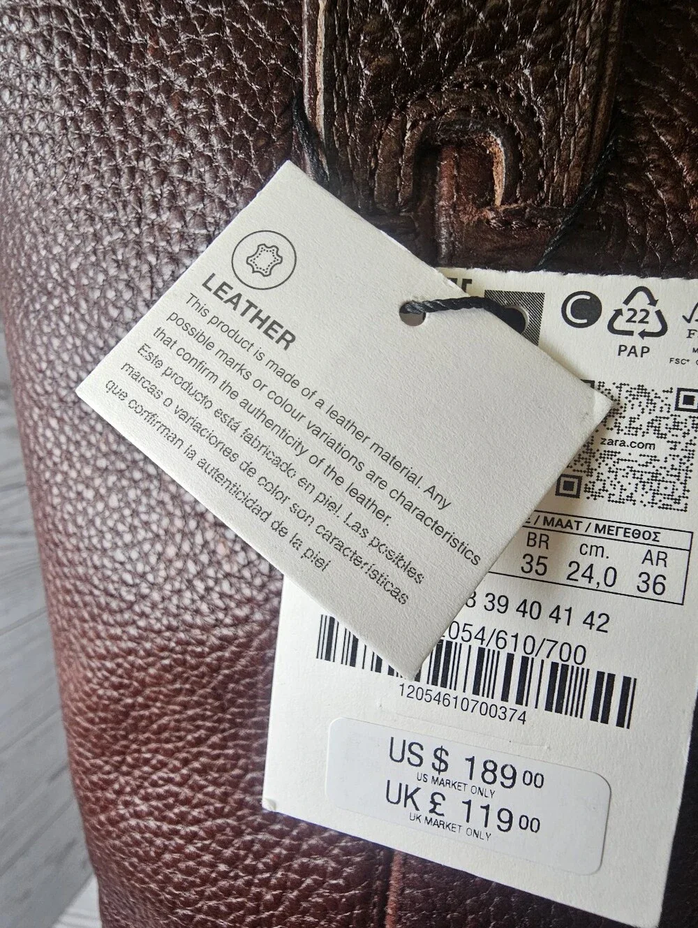 NWT ZARA Brown Pebbled Leather Western Cowboy Boots Women's 6.5 EUR 37